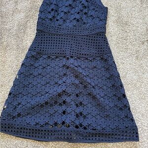 Ann Taylor Midnight Blue Eyelet Midi Dress